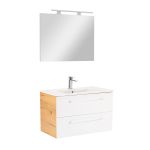 Leziter Mobilier complet de baie Vario Clam 80 stejar-alb Mobalis Homvera