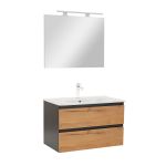 Leziter Mobilier complet de baie Vario Forte 80 antracit-stejar Mobalis Homvera