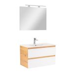 Leziter Mobilier complet de baie Vario Forte 80 stejar-alb Mobalis Homvera