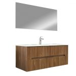 Leziter Mobilier de baie Trent 120 cu 1 lavoar ceramic cu oglindă 60x120 cm stejar apus de soare Mobalis Homvera