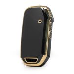 Husa Cheie Auto Kia, Smartkey, 3 butoane, Tpu, Negru cu contur auriu AutoProtect KeyCars