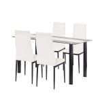 Leziter Denton 4+1 étkező garnitúra fehér-fekete Mobalis Homvera