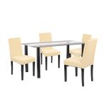 Leziter Set de masă Cadiz 4+1 negru-bej Mobalis Homvera