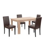 Leziter Set de masă Leon 4+1, stejar Sonoma-maro Mobalis Homvera