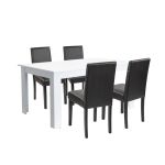 Leziter Set de masă Leon 4+1 alb-negru Mobalis Homvera