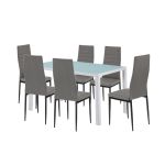 Leziter Mabel 6+1 étkező garnitúra szürke-fekete Mobalis Homvera