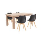 Leziter Set de masă Lola 4+1 negru-stejar Sonoma Mobalis Homvera