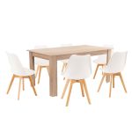 Leziter Set de masă Lola 6+1, alb-stejar Sonoma Mobalis Homvera