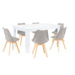 Leziter Set de masă Lola 6+1 gri-alb Mobalis Homvera