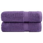 Prosoape de duș premium SOLUND 2 buc. violet 70x140 cm 600 gsm GartenMobel Dekor