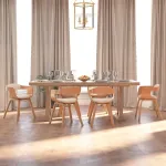 Scaun de bucătărie, 6 buc., crem piele ecologică și lemn curbat GartenMobel Dekor