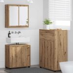 Set de mobilier pentru baie cu sertar 3 pcs Stejar Artizanal GartenMobel Dekor