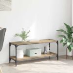 Cabinet TV Stejar Artizanal 100x33x41cm Lemn Ingineresc și Fier GartenMobel Dekor