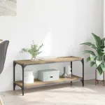 Cabinet TV Stejar Artizanal 100x33x41cm Lemn Ingineresc și Fier GartenMobel Dekor