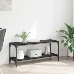 Cabinet TV Stejar Negru 100x33x41cm Lemn Ingineresc și Fier GartenMobel Dekor