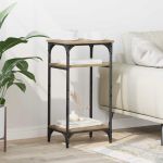 Masă laterală stejar artizanal 40 x 30 x 75 cm Lemn compozit GartenMobel Dekor