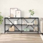 Masă de consolă cu raft Stejar Negru 160 x 30 x 75 cm GartenMobel Dekor