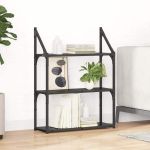 Raft de perete Stejar Negru 60 x 21 x 78,5 cm Lemn compozit GartenMobel Dekor