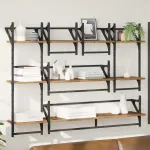 Set rafturi de perete cu raft 6 pcs Lemn Vechi 100 x 25 x 30 cm GartenMobel Dekor