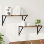 Șemele de perete cu raft 2 pcs Lemn Vechi 60 x 25 x 25,5 cm GartenMobel Dekor