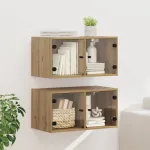 Dulapuri de perete 2 pcs Stejar Artizanal 68 x 37 x 35 cm GartenMobel Dekor