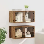 Dulapuri de perete Pe perete 2 pcs Lemn Vechi 68 x 37 x 35 cm GartenMobel Dekor
