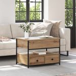 Masă de cafea stejar artizanal 70x50x50cm Lemn compozit GartenMobel Dekor