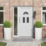 Jardinieră 2 pcs Alb 40 x 40 x 75 cm Oțel GartenMobel Dekor