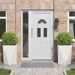 Jardinieră 2 pcs Alb 50 x 50 x 75 cm Oțel GartenMobel Dekor