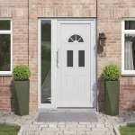 Jardinieră 2 pcs Verde măsliniu 30 x 30 x 75 cm Oțel GartenMobel Dekor