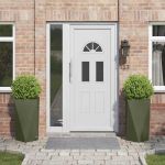 Jardinieră 2 pcs Verde măsliniu 40 x 40 x 75 cm Oțel GartenMobel Dekor