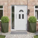 Jardinieră 2 pcs Verde măsliniu 50 x 50 x 75 cm Oțel GartenMobel Dekor