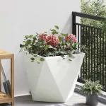 Jardinieră Alb 50 x 50 x 50 cm Oțel GartenMobel Dekor