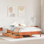 Cadru de pat fără saltea, maro ceruit 150x200 cm lemn masiv pin GartenMobel Dekor
