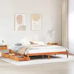 Cadru de pat fără saltea, maro ceruit 200x200 cm lemn masiv pin GartenMobel Dekor