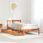 Cadru pat fără saltea, maro ceruit, 100x200 cm, lemn masiv pin GartenMobel Dekor