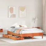 Cadru pat fără saltea, maro ceruit, 120x190 cm, lemn masiv pin GartenMobel Dekor