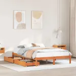Cadru pat fără saltea, maro ceruit, 120x200 cm, lemn masiv pin GartenMobel Dekor