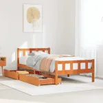 Cadru pat fără saltea, maro ceruit, 75x190 cm, lemn masiv pin GartenMobel Dekor