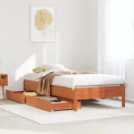 Cadru pat fără saltea, maro ceruit, 75x190 cm, lemn masiv pin GartenMobel Dekor