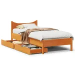 Cadru de pat cu sertare, maro ceruit, 75x190 cm, lemn masiv pin GartenMobel Dekor