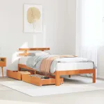 Cadru de pat cu tăblie, maro ceruit, 100x200 cm, lemn masiv pin GartenMobel Dekor