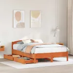 Cadru de pat fără saltea, maro ceruit 140x200 cm lemn masiv pin GartenMobel Dekor
