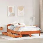 Cadru de pat fără saltea, maro ceruit 150x200 cm lemn masiv pin GartenMobel Dekor