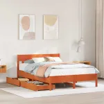 Cadru pat fără saltea, maro ceruit, 120x200 cm, lemn masiv pin GartenMobel Dekor