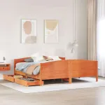 Cadru pat fără saltea, maro ceruit, 160x200 cm, lemn masiv pin GartenMobel Dekor
