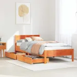 Cadru pat fără saltea, maro ceruit, 75x190 cm, lemn masiv pin GartenMobel Dekor