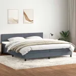 Pat box spring cu saltea, gri închis, 180x210 cm, catifea GartenMobel Dekor