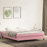 Pat cu arcuri fără saltea roz 180x220 cm catifea GartenMobel Dekor