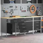 Dulap de lucru cu sertar 4 pcs Negru și Gri 200 x 55 x 85 cm GartenMobel Dekor